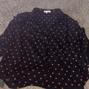 Maurices Black Blouse with Tan Dots